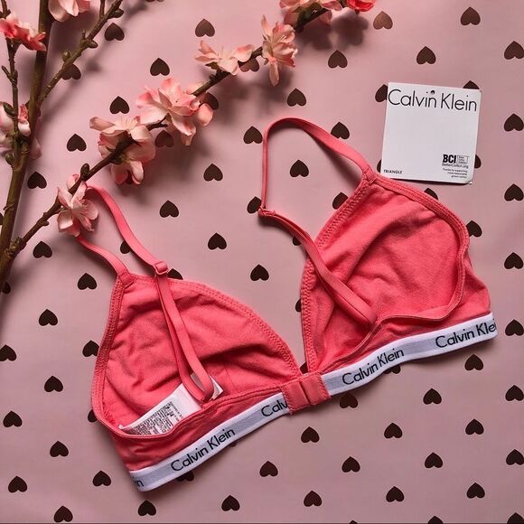 Calvin Klein Coral Pink Triangle Bralette - Picture 3 of 4